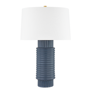 BRODERICK Table Lamp with AGED BRASS/GREY BLUE REACTIVE CERAMIC Finish