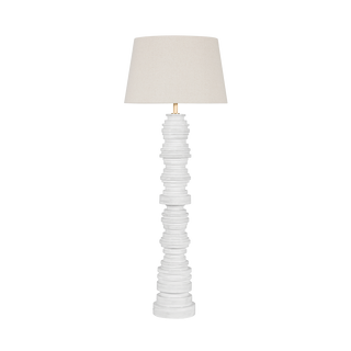 WAYZATA FLOOR LAMP with AGED BRASS/ CERAMIC GLOSS IVORY Finish