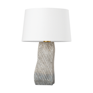 RAIDEN Table Lamp with Aged Brass/ Ceramic Windswept White Finish