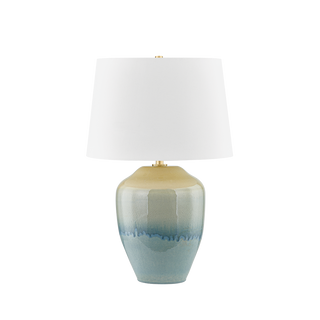 MONTVILLE TABLE LAMP with AGED BRASS/CERAMIC CRACKLE EMERALD TIDE Finish