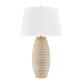 HADDAM TABLE LAMP with AGED BRASS/CERAMIC TEXTURED FAWN Finish