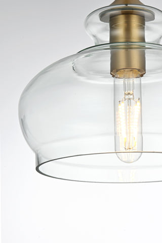 Destry 9.5 Inch Pendant Clear Shade in Satin Gold