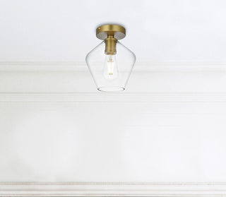 Gene 8 Inch Flush Mount Clear Shade in Satin Gold