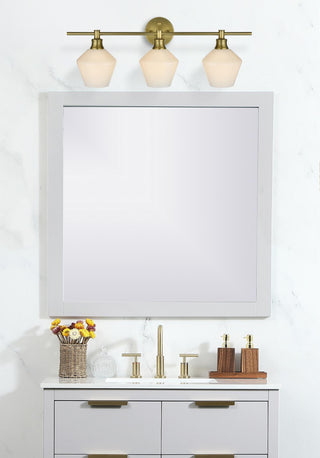 Gene 3 Light Satin Gold and Frosted White Glass Wall Sconce