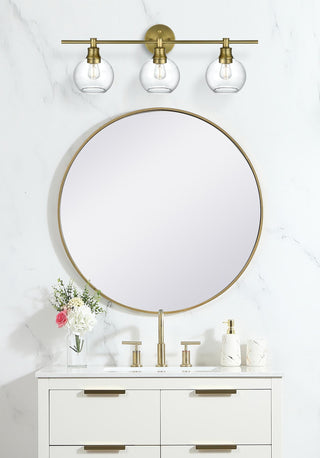 Collier 3 Light Satin Gold and Clear Glass Wall Sconce