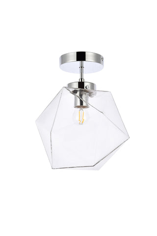 Lawrence 1 light chrome and clear glass flush mount