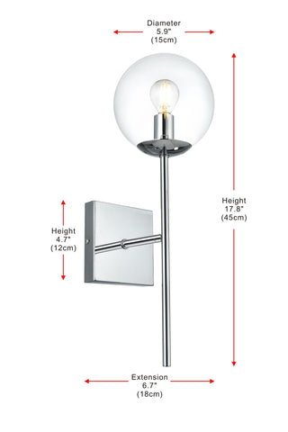 Neri 6 Inch Wall Sconce Clear Shade in Chrome
