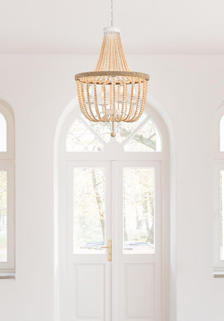Jolie 20 inch Beaded Pendant in Beige