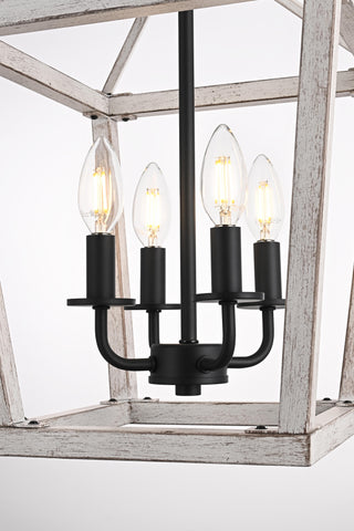 Gage 12 inch Latern Pendant in Weathered White and Black