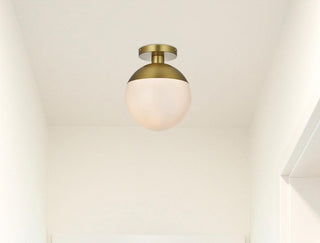 Eclipse 10 Inch Flush Mount Frosted White Shade in Satin Gold