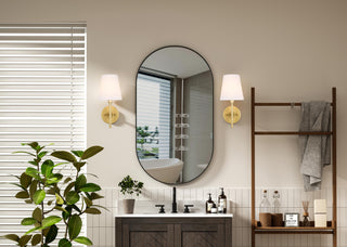 Cason 1 light Brass amd White shade wall sconce