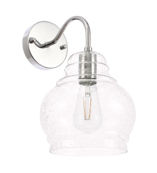 Pierce 1 light Chrome and Clear seeded glass wall sconce