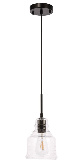 Pierce 1 light Black and Clear seeded glass pendant