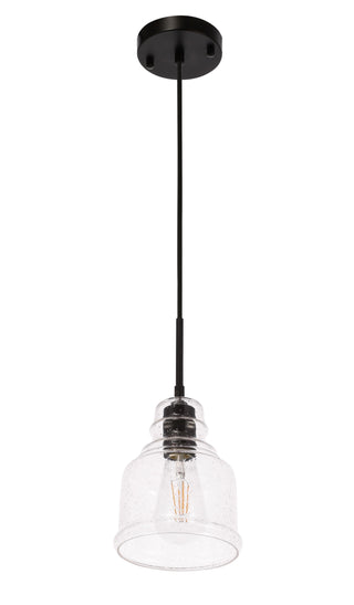 Pierce 1 light Black and Clear seeded glass pendant