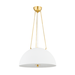 CHISWICK Pendant with Aged Brass/White Plaster Finish