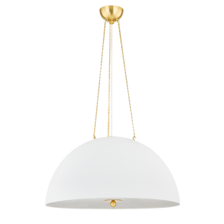 CHISWICK Pendant with Aged Brass/White Plaster Finish