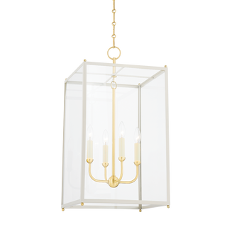 CHASELTON Lantern with Aged Brass/off White Finish