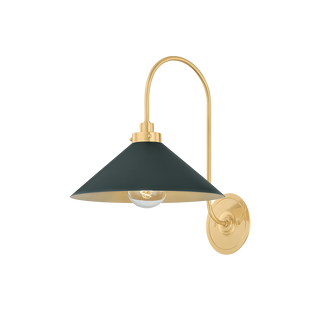 Clivedon Wall Sconce with AGED BRASS/SOFT STUDIO GREEN Finish