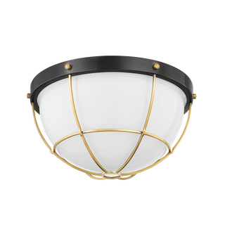 HOLKHAM Flush Mount with AGED BRASS/DISTRESSED BRONZE Finish