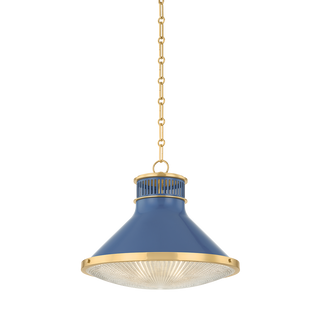 Highclere Pendant with AGED BRASS/SOFT FRENCH BLUE Finish
