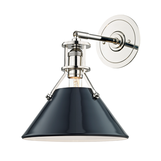 Painted No.2 Wall Sconce with Polished Nickel/darkest Blue Finish