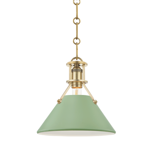 Painted No.2 Pendant with Aged Brass/leaf Green Combo Finish