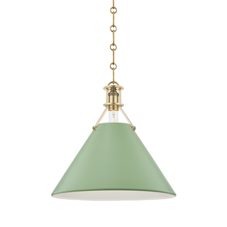 Painted No.2 Pendant with Aged Brass/leaf Green Combo Finish