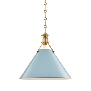Painted No.2 Pendant with Aged Brass/blue Bird Finish