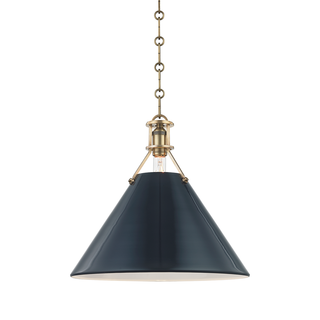 Painted No.2 Pendant with Aged Brass/darkest Blue Finish