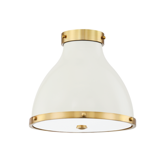 Painted No. 3 Flush Mount with Aged Brass/off White Finish