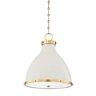 Painted No. 3 Pendant with Aged Brass/off White Finish