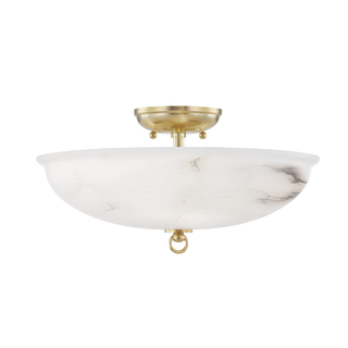 Somerset Semi Flush with Aged Brass Finish