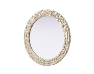 Round Cornhusk Mirror 30x30 in Linen White