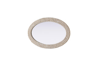 Oval Cornhusk Mirror 30x42 in Linen White