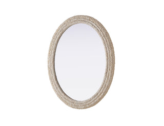 Oval Cornhusk Mirror 36x42 in Linen White