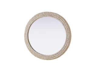 Oval Cornhusk Mirror 36x42 in Linen White