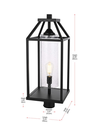 Zora 26 inch Outdoor Post light in Black