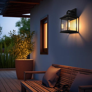 Saul 13 inch Outdoor Wall sconce in Black