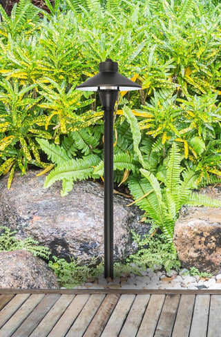 Outdoor 12V Cast Brass path light 7 inch Wide x 24 inch High in Dark Bronze