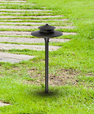 Outdoor 12V Cast Brass tier path light 9 inch Wide x 24 inch High in Dark Bronze