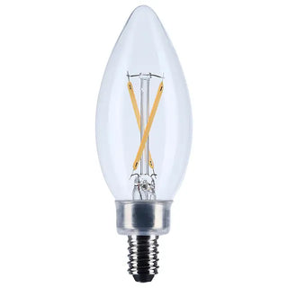 LED Candle Bulb: 3W;  B11;  3000K;  Clear;  120V;  E12 Candelabra Base