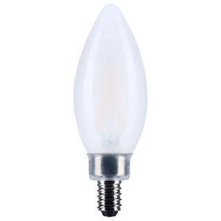 LED Candle Bulb: 3W;  B11;  3000K;  Frost;  120V;  E12 Candelabra Base