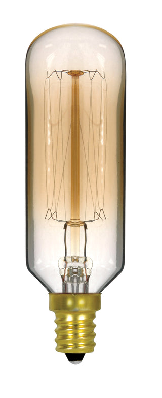 Incandescent Tubular Bulb: 40W;  T9;  ;  Clear Gold;  120V;  E12 Candelabra Base