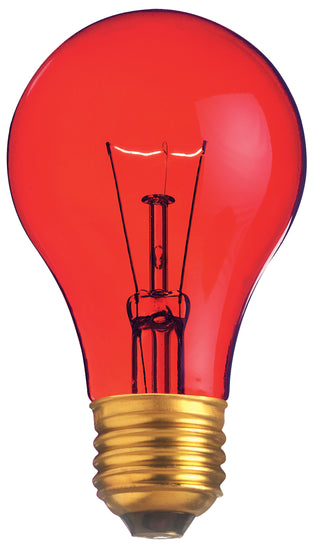 Incandescent Type A Bulb: 25W;  A19;  ;  Transparent Red;  130V;  E26 Medium Base