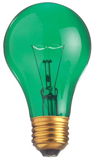 Incandescent Type A Bulb: 25W;  A19;  ;  Transparent Green;  130V;  E26 Medium Base