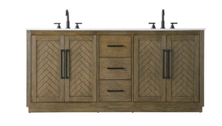 72 inch Double Bathroom Vanity in Hazel Oak