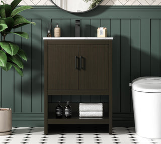Ira 24 inch Single Bathroom Vanity in Mocha Brown