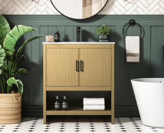 Ira 30 inch Single Bathroom Vanity in Honey Brown