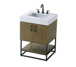 24 inch Single Bathroom Vanity in Chestnut Brown