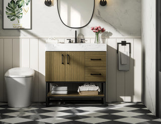 32 inch Single Bathroom Vanity in Chestnut Brown